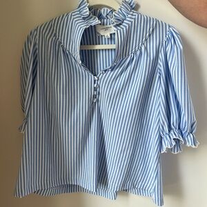 Tuckernuck Blue and White Striped Blouse